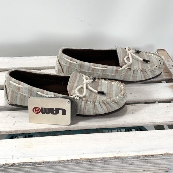 Lamo Women's 6 Sabrina Moc II Moccasins Beige Stripe NEW in Box Slip On - Picture 7 of 9